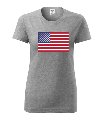 Šedé dámské tričko s americkou vlajkou