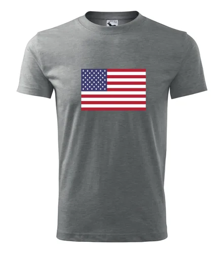 Šedé tričko s americkou vlajkou