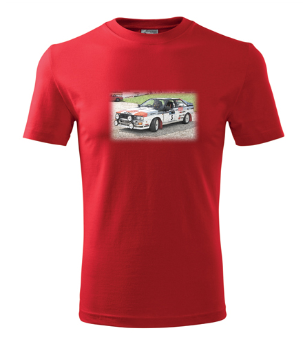 Červené tričko s kresbou Audi Quattro