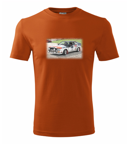 Oranžové tričko s kresbou Audi Quattro