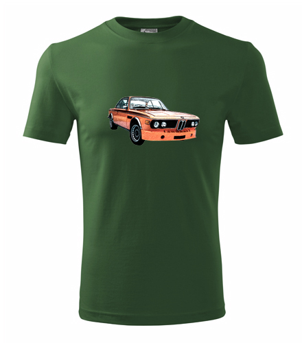 Lahvově zelené tričko s kresbou BMW 30 CSL