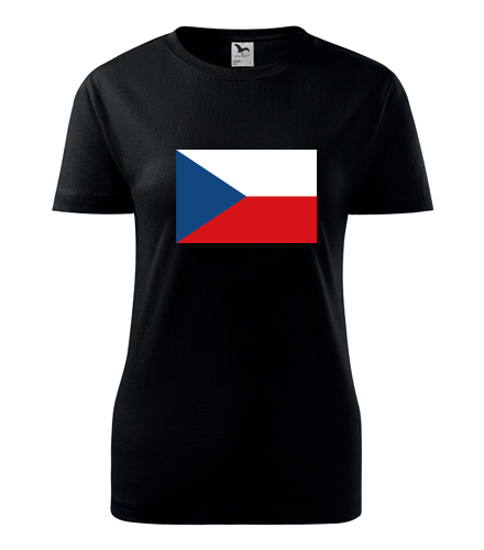 Černé dámské tričko s českou vlajkou