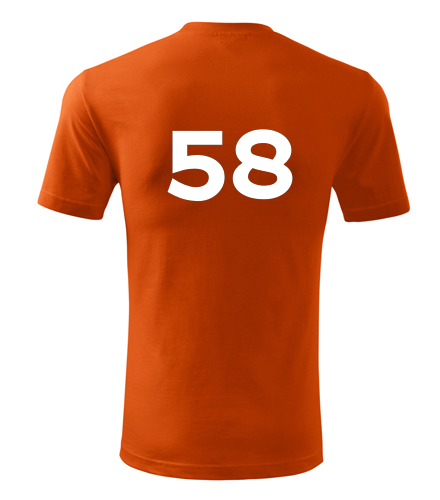 Oranžové tričko s číslem 58