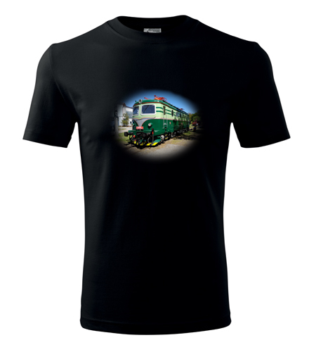 Černé tričko s elektrickou lokomotivou Bobina