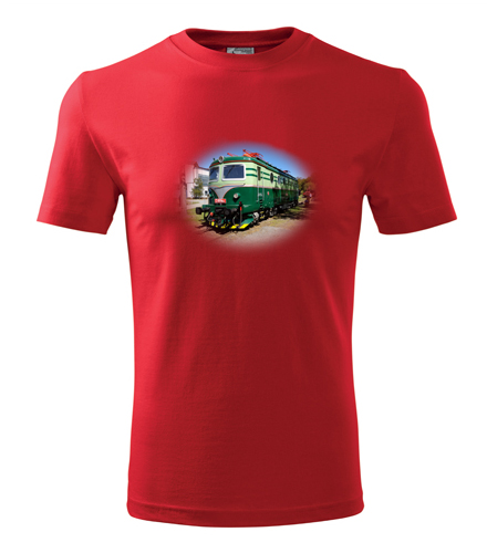 Červené tričko s elektrickou lokomotivou Bobina