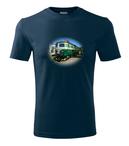 Tmavě modré tričko s elektrickou lokomotivou Bobina