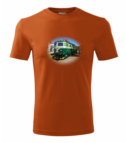 Oranžové tričko s elektrickou lokomotivou Bobina