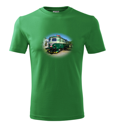 Zelené tričko s elektrickou lokomotivou Bobina