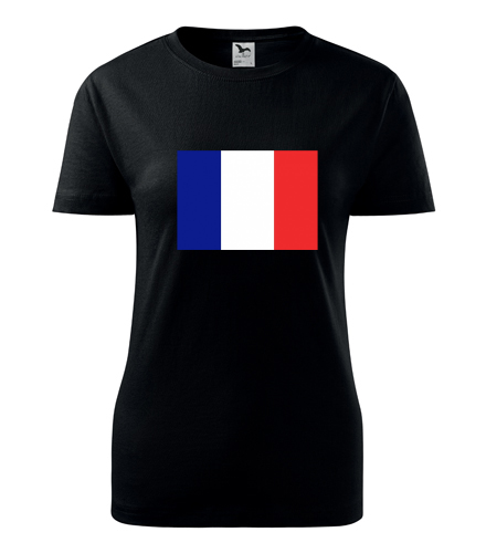 Černé dámské tričko s francouzskou vlajkou