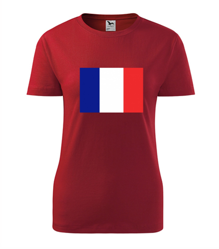 Červené dámské tričko s francouzskou vlajkou