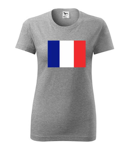 Šedé dámské tričko s francouzskou vlajkou