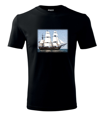 Černé tričko s historickou plachetnicí