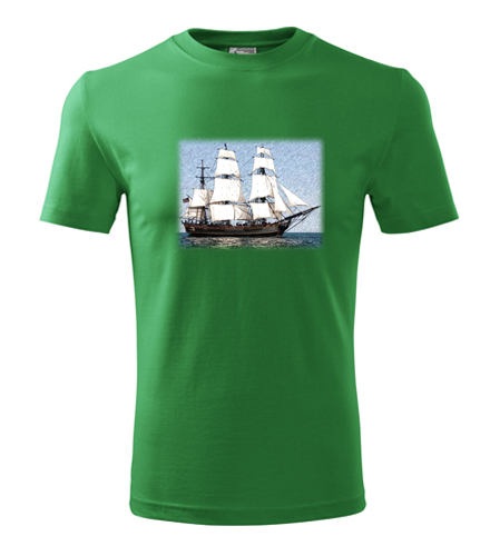 Zelené tričko s historickou plachetnicí