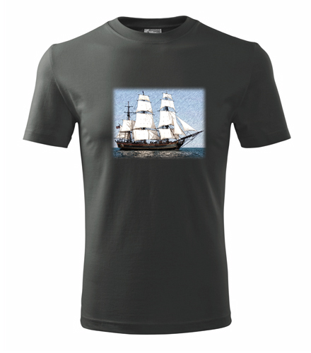 Grafitové tričko s historickou plachetnicí