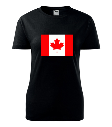 Černé dámské tričko s kanadskou vlajkou