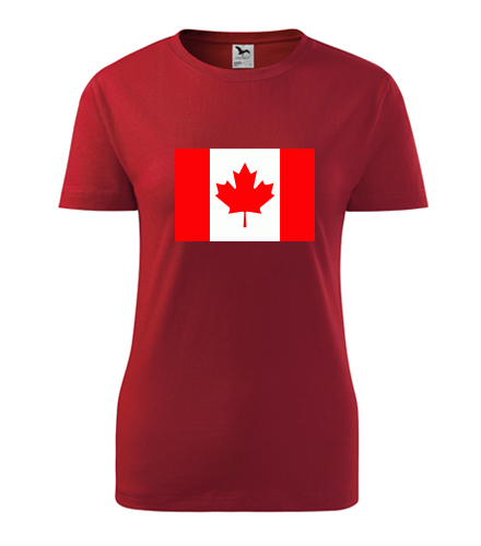 Červené dámské tričko s kanadskou vlajkou