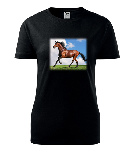 Černé dámské tričko s koněm dámské