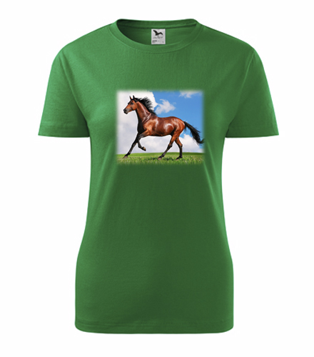 Zelené dámské tričko s koněm dámské
