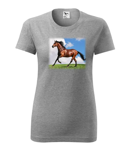 Šedé dámské tričko s koněm dámské