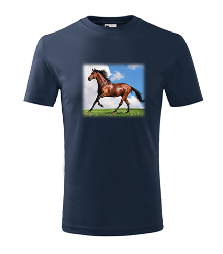 Tmavě modré dětské tričko s koněm dětské