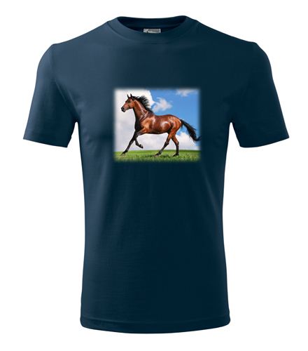 Tmavě modré tričko s koněm