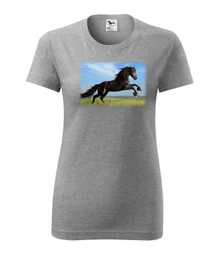 Šedé dámské tričko s koněm 2