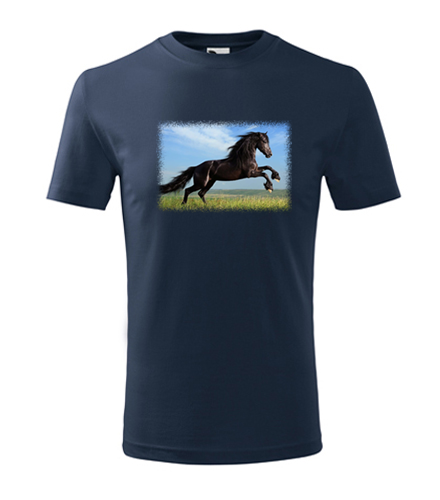Tmavě modré dětské tričko s koněm 2 dětské