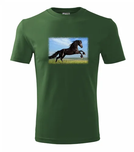 Lahvově zelené tričko s koněm 2