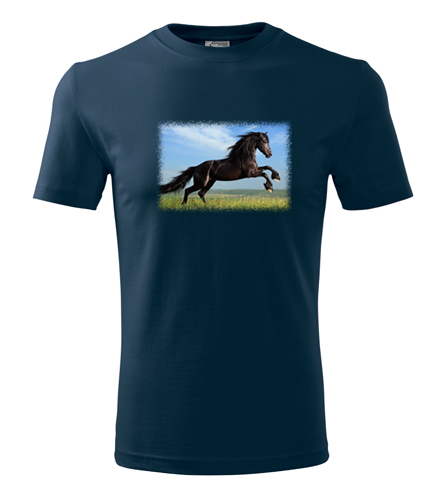Tmavě modré tričko s koněm 2