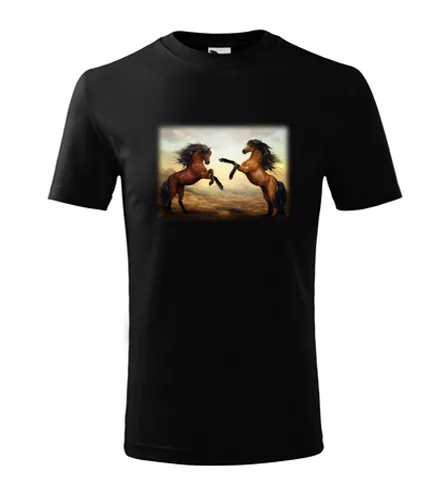 Černé dětské tričko s koňmi dětské