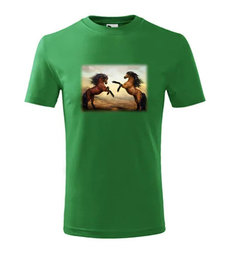 Zelené dětské tričko s koňmi dětské