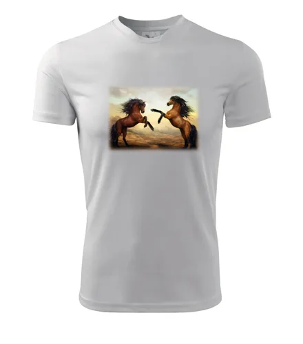trička s potiskem Bílé tričko s koňmi