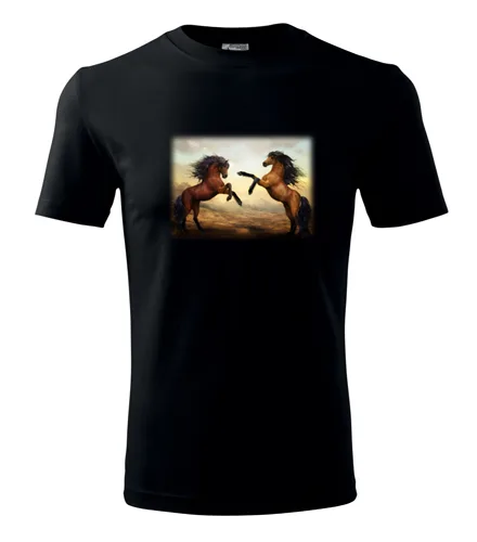 Černé tričko s koňmi
