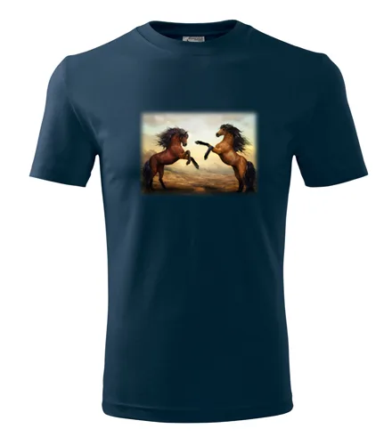 Tmavě modré tričko s koňmi
