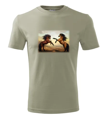 Khaki tričko s koňmi