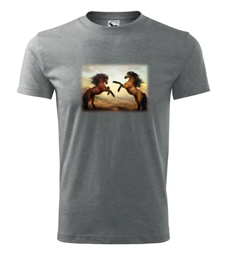 Šedé tričko s koňmi
