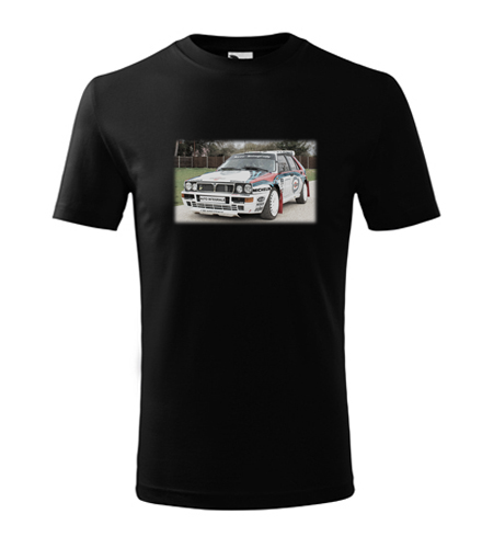 Černé dětské tričko s kresbou Lancia Delta Integrale