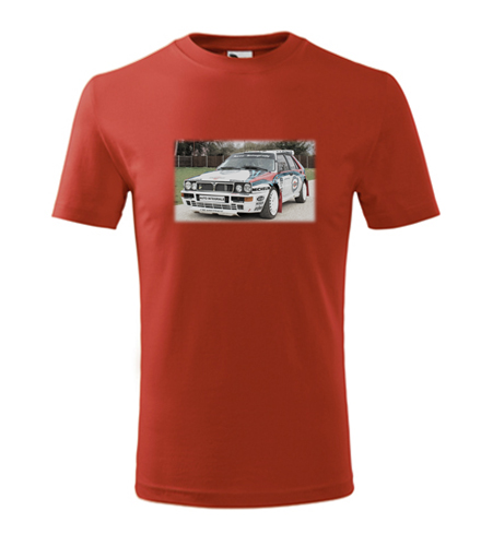 Červené dětské tričko s kresbou Lancia Delta Integrale