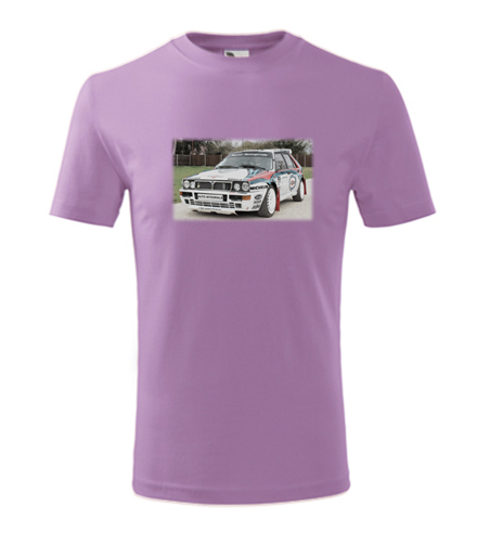 Fialové dětské tričko s kresbou Lancia Delta Integrale