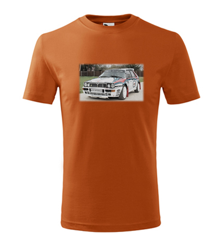 Oranžové dětské tričko s kresbou Lancia Delta Integrale