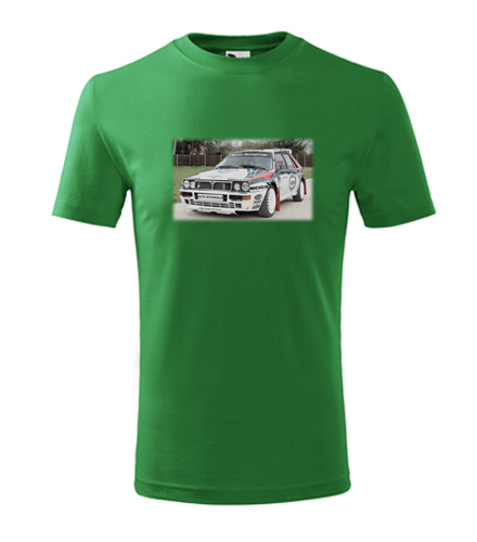 Zelené dětské tričko s kresbou Lancia Delta Integrale