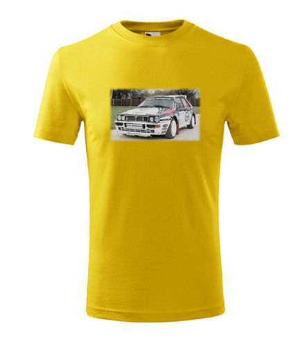 Žluté dětské tričko s kresbou Lancia Delta Integrale