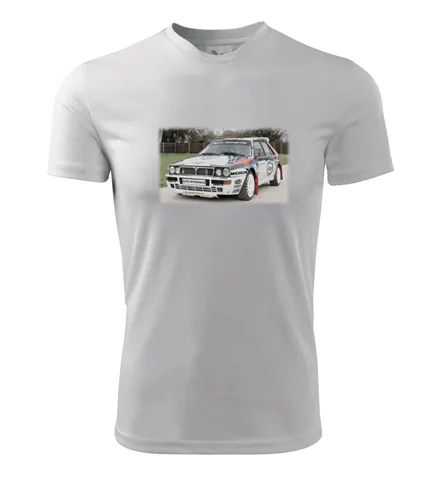 trička s potiskem Bílé tričko s kresbou Lancia Delta Integrale