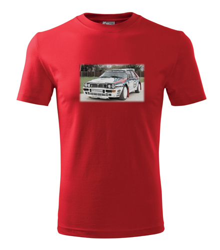 Červené tričko s kresbou Lancia Delta Integrale