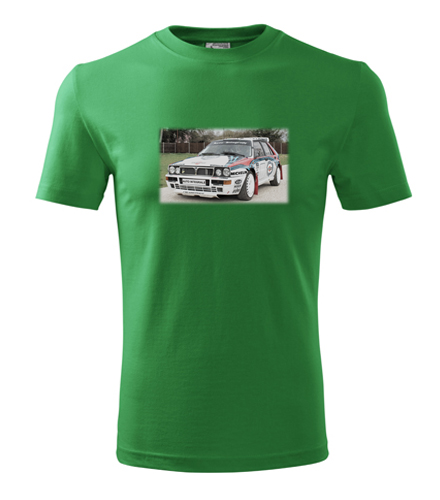 Zelené tričko s kresbou Lancia Delta Integrale