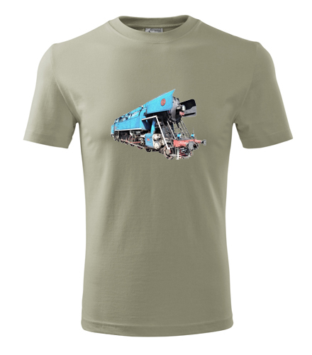 Khaki tričko s kresbou parní lokomotivy papoušek
