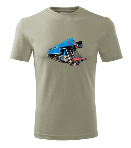 Khaki tričko s parní lokomotivou papoušek