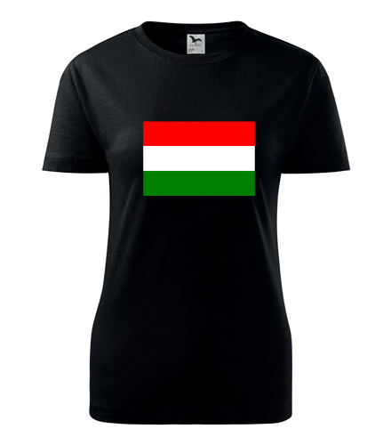 Černé dámské tričko s maďarskou vlajkou