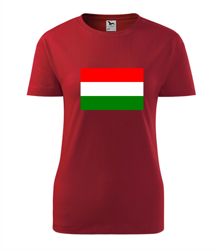 Červené dámské tričko s maďarskou vlajkou