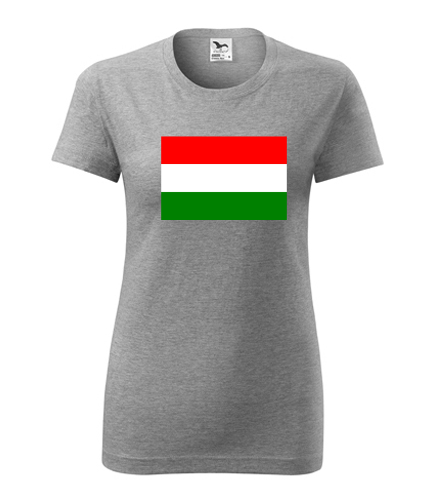 Šedé dámské tričko s maďarskou vlajkou